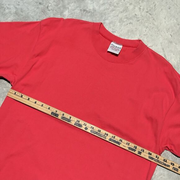 Vintage Pluma Shirt Men Large Crew Tee Red Tshirt Short Sleeve Plain USA Made - Picture 3 of 7